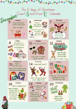 12 Days of Christmas \"count down and Dress Up\" Calendar